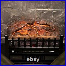 110V Electric Fireplace Insert Log Quartz Realistic Ember Bed 20 Inch Black