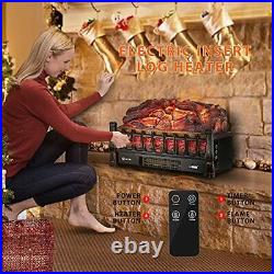 110V Electric Fireplace Insert Log Quartz Realistic Ember Bed 20 Inch Golden