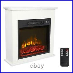 1400W 18 Electric Fireplace Heater Flame Insert Wooden Cabinet Remote Control