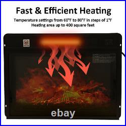 1400W 23Freestanding Electric Fireplace Insert Heater Adjustable Flame Remote