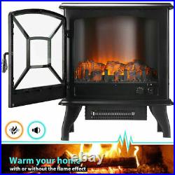1400W 23 Electric Fireplace Stove Heater with 3D Log Flame Quartz Tube Heating