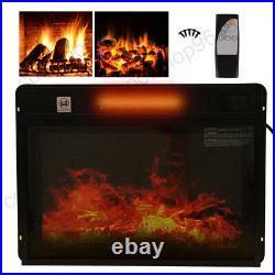 1400W 23 Freestanding Electric Fireplace Insert Heater Adjustable Flame Remote
