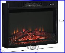 1400W 23 Wall Mounted Electric Fireplace Insert Heater Adjustable Flame Remote