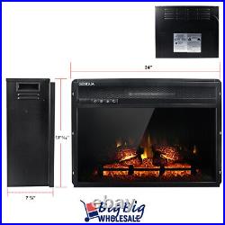 1400W 24 Electric Fireplace Adjustable LED Flame Heater Wall Mounted Remote