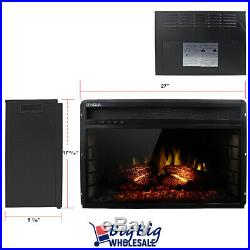 1400W 27 Adjustable Electric Fireplace Heater Wall Insert Freestand withRemote