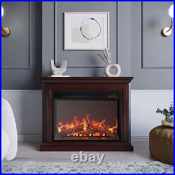 1400W Electric Firebox Fireplace Infrared Quartz Heater Flame Log Stove Remote