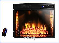 1400W Free Standing Insert Electric Fireplace Firebox Heater Flame Wood Remote