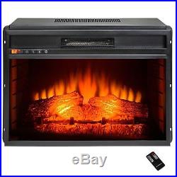 1400W Freestanding 33 Electric Fireplace Insert Firebox 3D Flame with Logs Heater