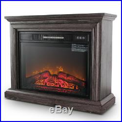 1400W Freestanding Electric Fireplace Insert Heater Glass View with Remote Control