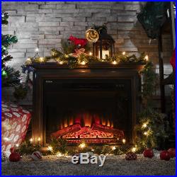 1400W Freestanding Electric Fireplace Insert Heater Glass View with Remote Control