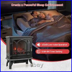 1400W Freestanding Electric Fireplace Portable Living Room with3-Level Brightness