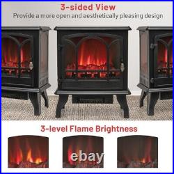 1400W Freestanding Electric Fireplace Portable Living Room with3-Level Brightness