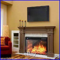 1400W Insert Free Standing 28 Electric Fireplace Firebox Heater Wood Glow Flame