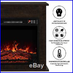 1400w 18 Electric Fireplace Mantel Insert Freestanding Portable Stove Dark Wood