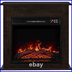 1400w 25 Electric Fireplace Mantel Insert Freestanding Portable Stove Dark Wood