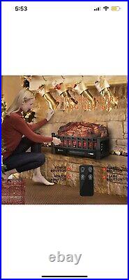 1500W 20'' Electric Insert Log Quartz Fireplace Heater with Timer, Infrared Remote