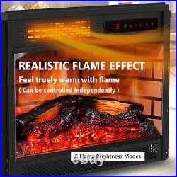 1500W 23 Electric Fireplace with Log Flame Effect Recessed Insert Heater Timer