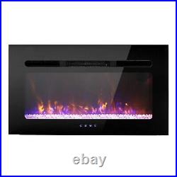 1500W 30 Wall Mounted Electric Fireplace Insert Heater Adjustable Flame Remote