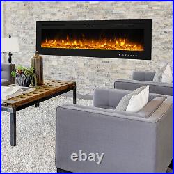 1500W 60 Electric Fireplace Insert Heater Adjustable Log Flame + Remote Control
