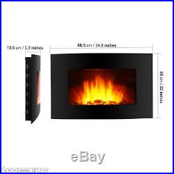 1500W Adjustable Electric Wall Insert Fireplace Heater Stove 3D Flame+Remote LED