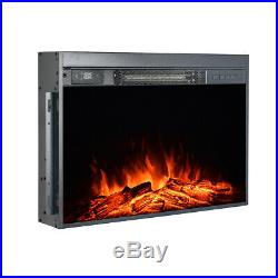 1500W Black Electric Firebox Fireplace Heater Insert Glass Panel with Remote