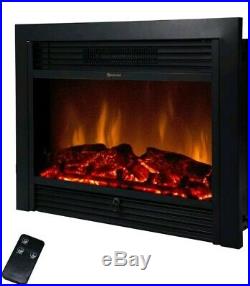 1500W Black Electric Fireplace Freestanding Heater Insert Wall Mounted Glass