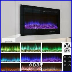 1500W Electric Fireplace 40 Insert Heater Wall Mounted WithRemote & Touch Screen