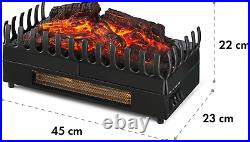 1500W Electric Fireplace Insert Glowing Logs LED Heater Flame Illusion Romantic
