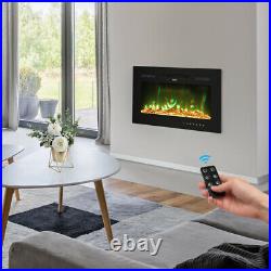 1500W Electric Fireplace Recessed / Wall Mount Insert Heater Multi Flames