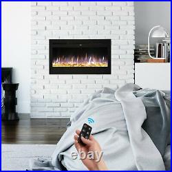 1500W Electric Fireplace Recessed / Wall Mount Insert Heater Multi Flames