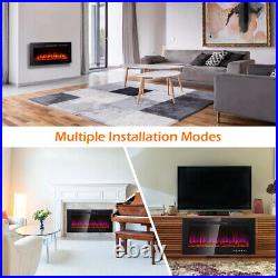 1500W Electric Fireplace Recessed Wall Mount Insert Heater Multicolor Flame