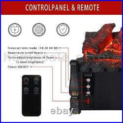 1500W Electric Heat Insert Fireplace Space Heater Logs withRemote Timer Adjustable