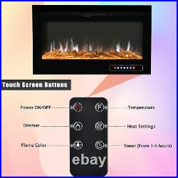1500W Electric Heater Recessed/Wall Mounted Fireplace Insert with Remote Control