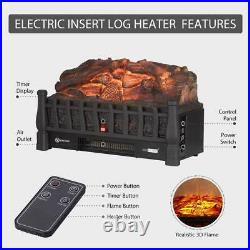 1500W Electric Remote Insert Log Fireplace Space Heater 3D Flame Stove