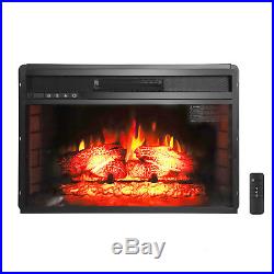 1500W Embedded 26 Electric Fireplace Insert Heater Log Flame and Remote Control