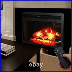 1500W Embedded 26 Electric Fireplace Insert Heater Logs Flame With Remote Control