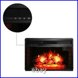 1500W Embedded 26 Electric Fireplace Insert Heater Logs Flame With Remote Control