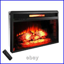 1500W Embedded 27.1 Electric Fireplace Insert Heater Log Flame Remote Control