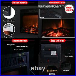 1500W Embedded Electric Fireplace Insert Heater Log Flame Remote Control Home