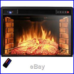1500W Insert Electric Fireplace 28 Heater Glass View Free Standing 3D Flame Log