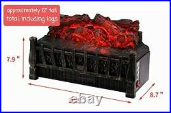 1500W Insert Log Set Fireplace Heater with Realistic Flame Ember Bed, Remote