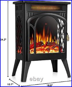 16 Inch Electric Fireplace with 3D Flame Effect, Temperature Adjustment, ETL