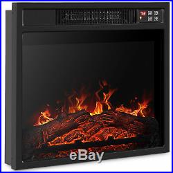 18Embedded Electric Fireplace Insert Remote Heater Adjustable Flame 1400W Black