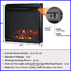 18 Electric Fireplace Freestanding & Wall-Mounted Heater Insert Flame 1313W