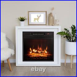 18 Electric Fireplace Freestanding & Wall-Mounted Heater Log Flame Remote