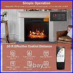 18 Electric Fireplace Freestanding & Wall-Mounted Heater Log Flame Remote