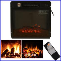 18 Electric Fireplace Insert 1400W Freestanding Heater with Log Flame Remote