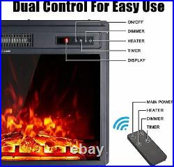 18 Electric Fireplace Insert Freestanding Embedded Fireplace Heater withRemote US