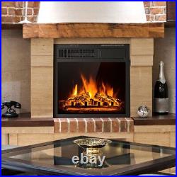 18'' Electric Fireplace Insert Freestanding & Recessed Heater Log Flame Remote