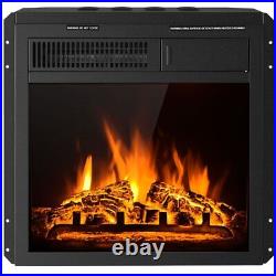 18'' Electric Fireplace Insert Freestanding & Recessed Heater Log Flame Remote